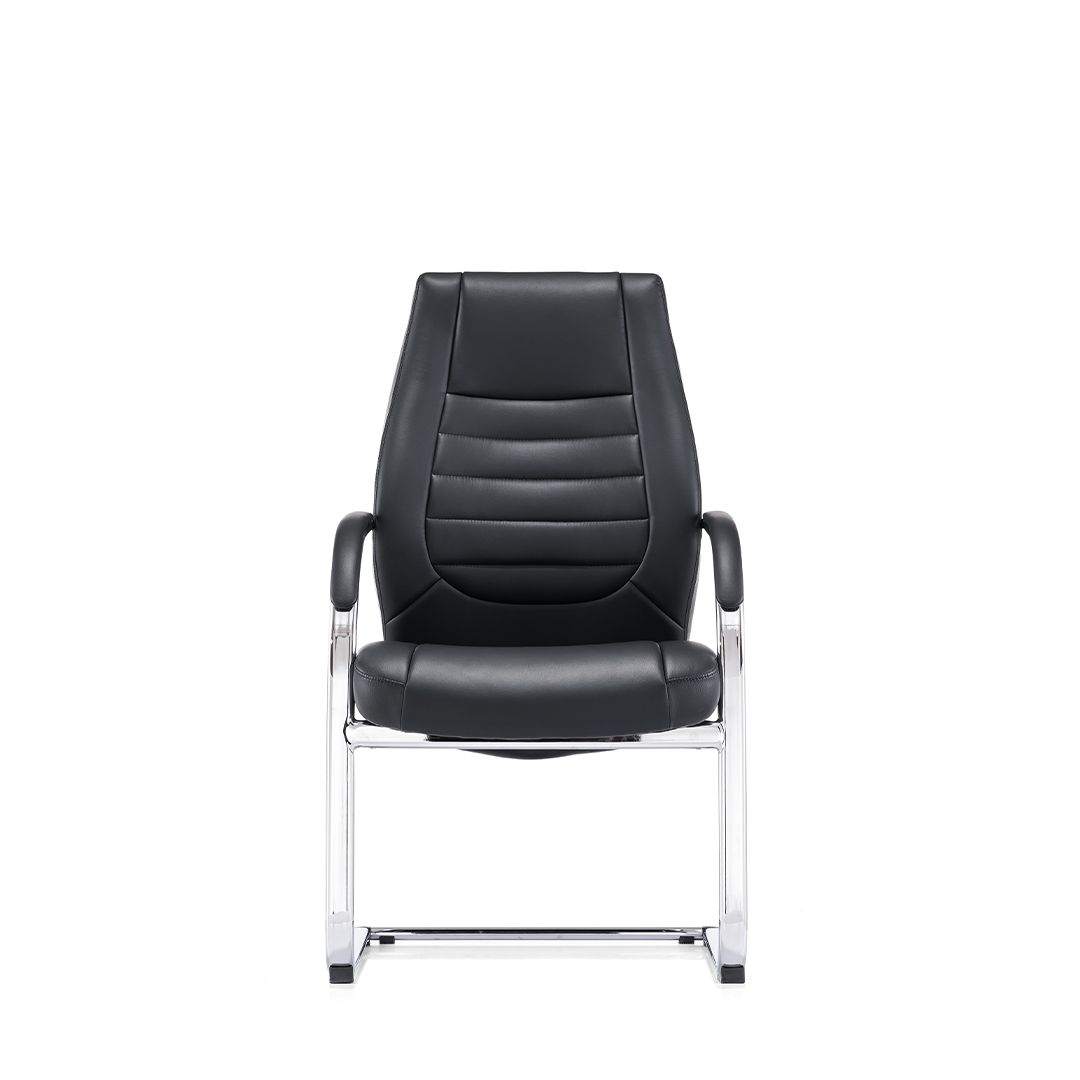 Visitor Leather Chair 1802-V – Black Office Guest Chair