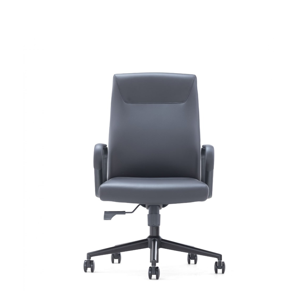 Medium Back Leather Chair 2461-M – Black Office Chair