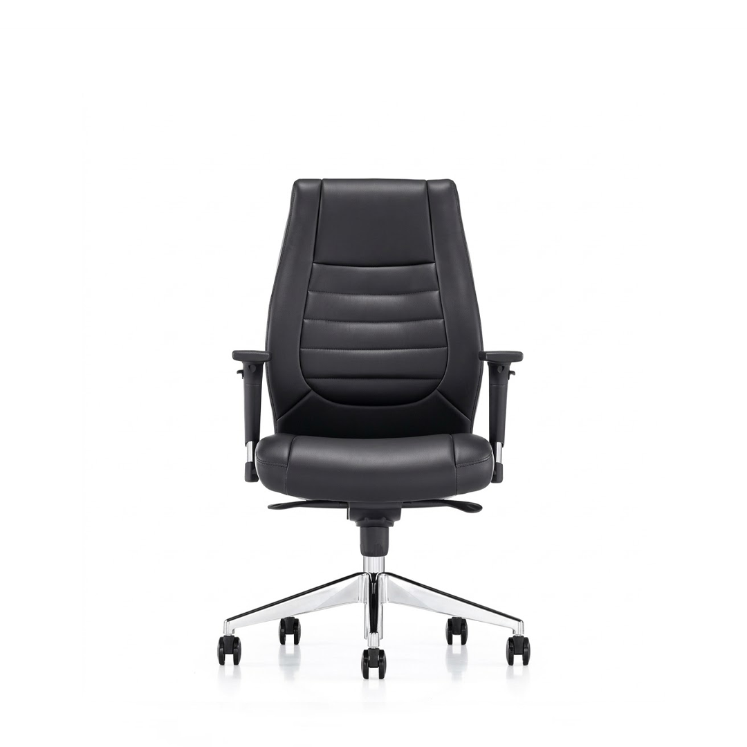 Medium Back Leather Chair 1802-M – Black Office Chair