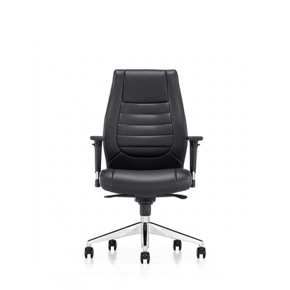 Medium Back Leather Chair 1802-M – Black Office Chair