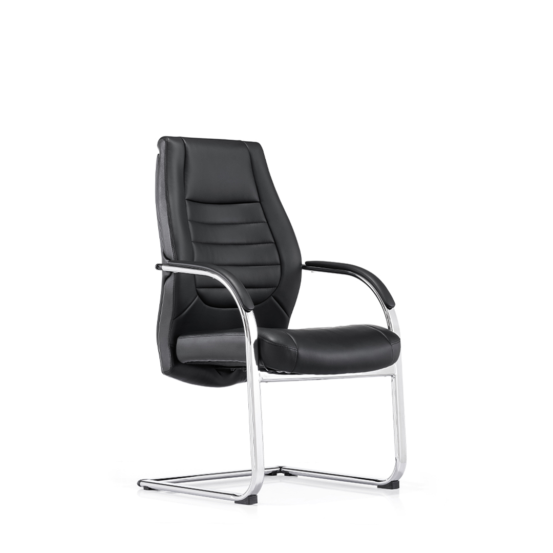 Visitor Leather Chair 1802-V – Black Office Guest Chair