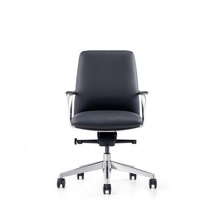Medium Back Leather Chair 2216-M – Black Office Chair