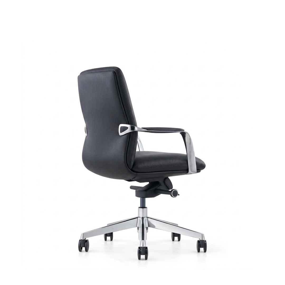Medium Back Leather Chair 2216-M – Black Office Chair