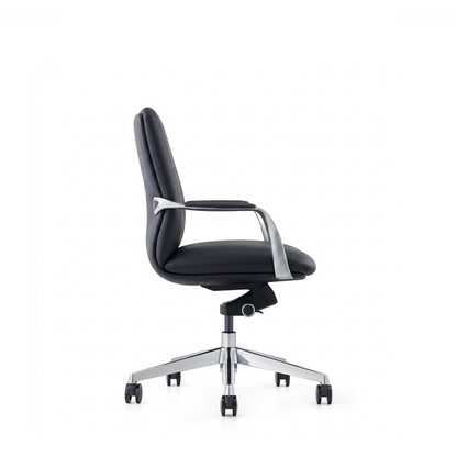 Medium Back Leather Chair 2216-M – Black Office Chair