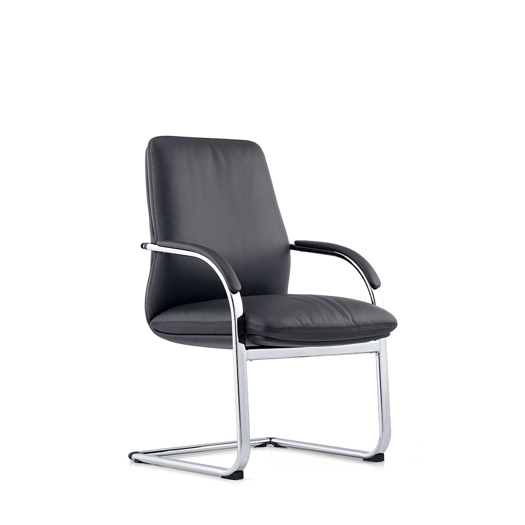 Visitor Leather Chair 2216-V – Black Office Guest Chair
