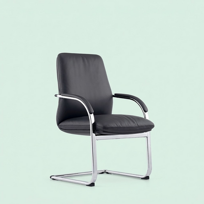 Visitor Leather Chair 2216-V – Black Office Guest Chair