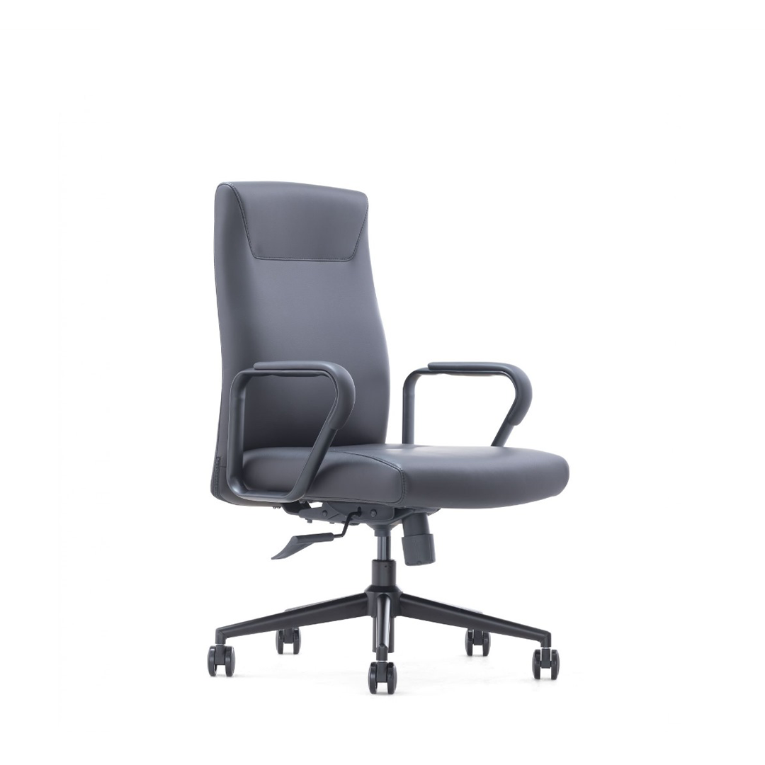 Medium Back Leather Chair 2461-M – Black Office Chair