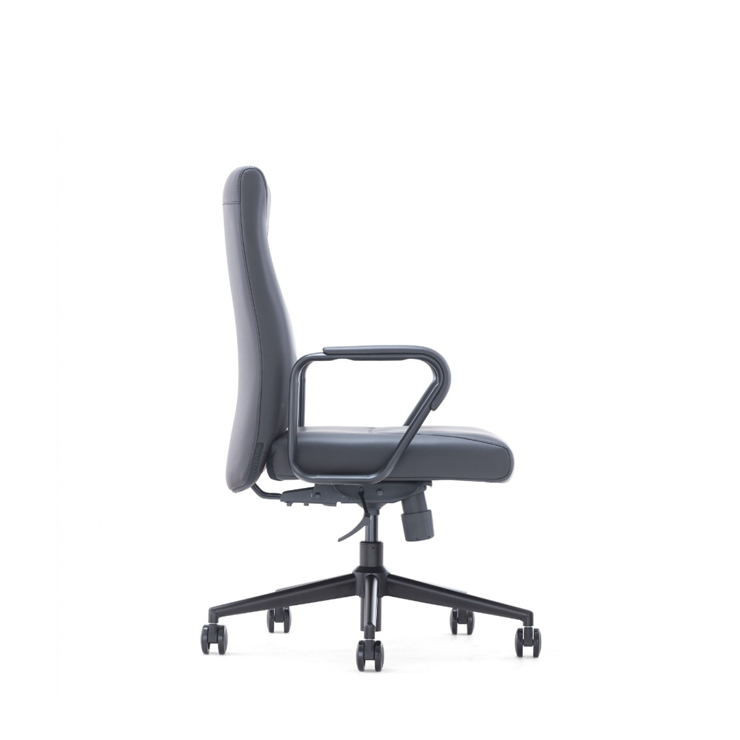 Medium Back Leather Chair 2461-M – Black Office Chair