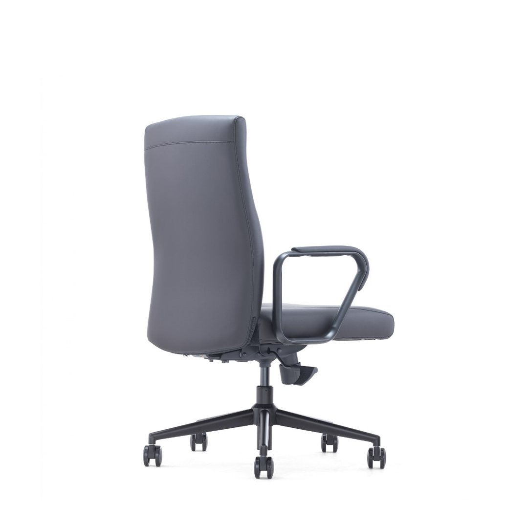 Medium Back Leather Chair 2461-M – Black Office Chair