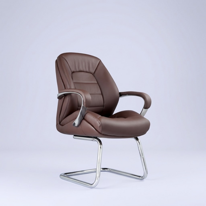 Visitor Leather Chair F1-V – Brown Office Guest Chair
