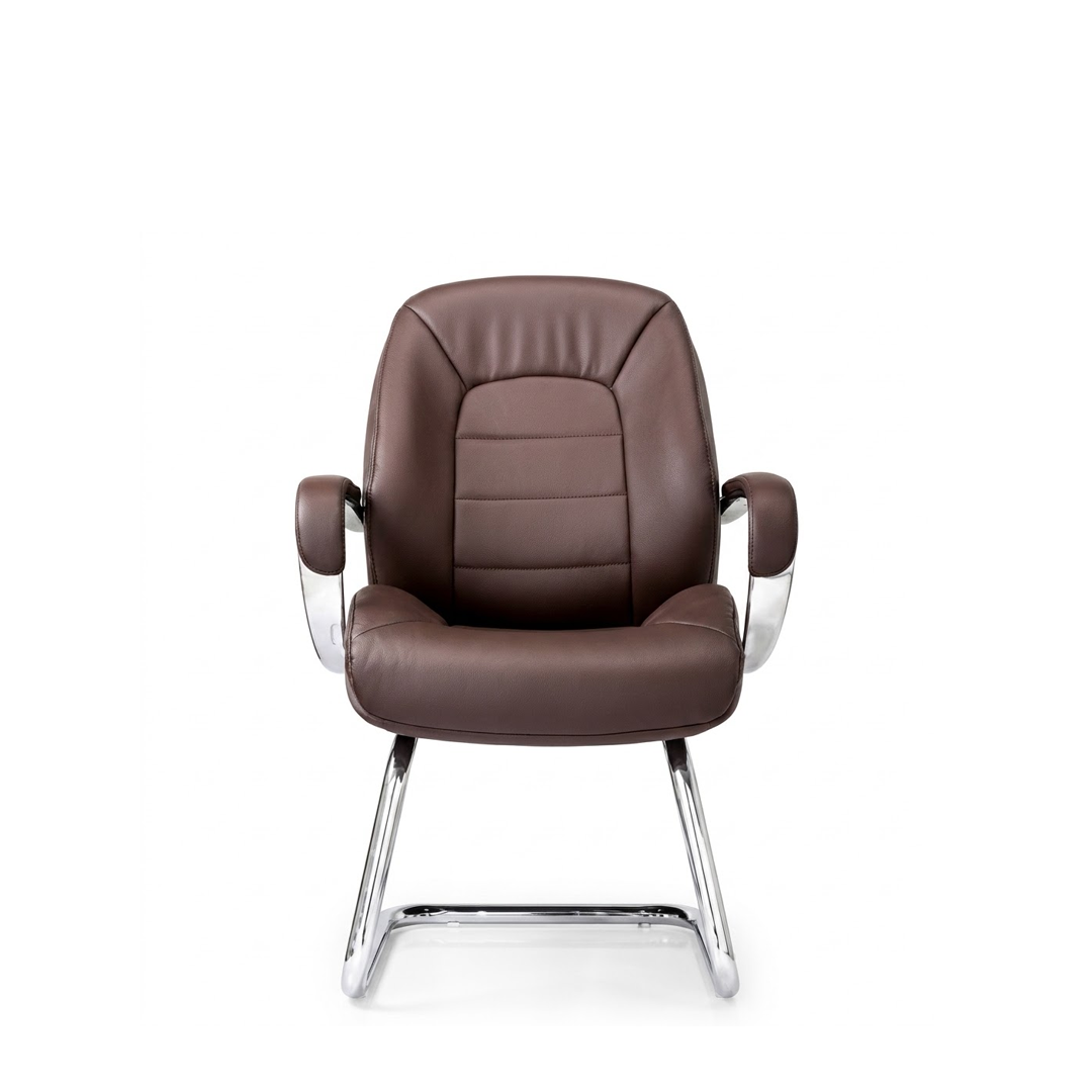 Visitor Leather Chair F1-V – Brown Office Guest Chair