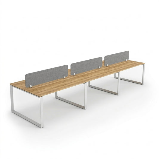 Six Person Workstation WS-FF6P-LOOP – Six-Seater Cluster Workstation
