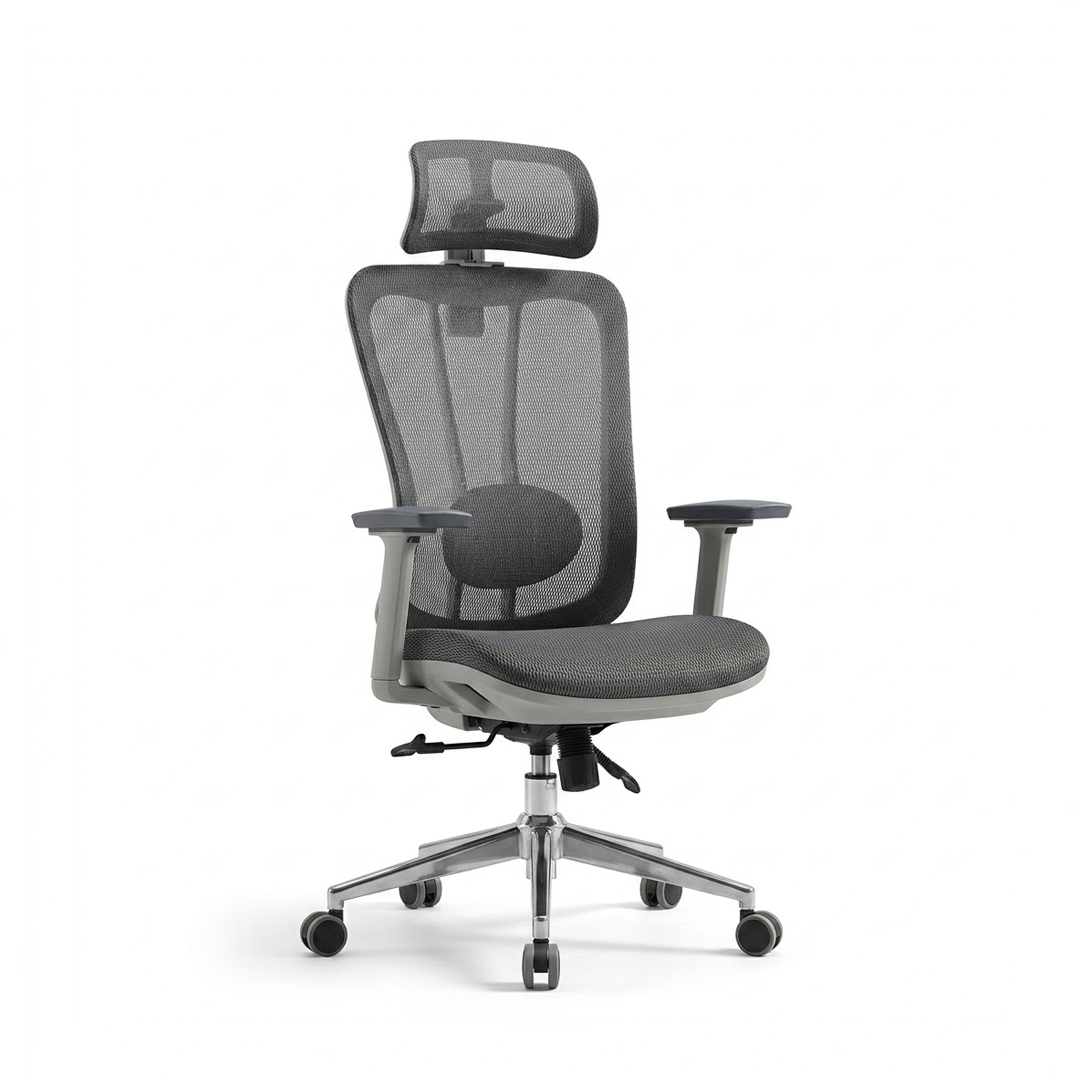 High Back Grey Mesh Chair X7-HG – 3D Adjustable Headrest
